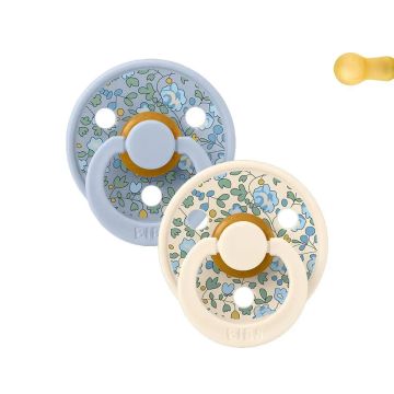 Bibs Liberty 2 Chupetes Colour Round Eloise Dusty Blue Mix 6-18 M