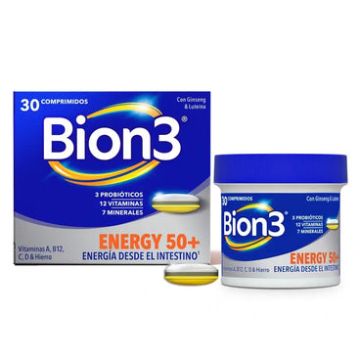 Bion3 Energy 50+ Multivitamínicos, 30 Comprimidos