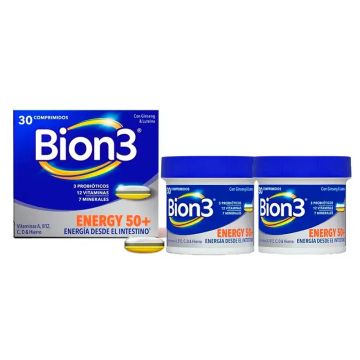 Bion3 Energy 50+ Multivitamínicos, Pack 2 x 30 Comprimidos
