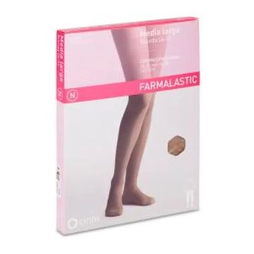 Farmalastic Media Larga Blonda Compresión Normal Beige, Talla Reina Plus