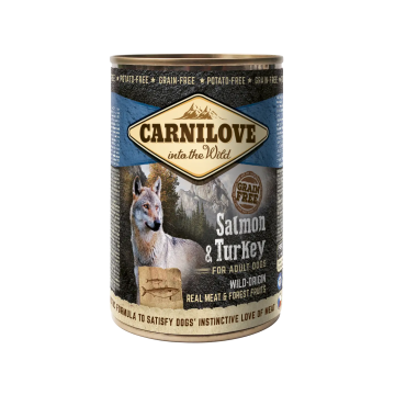 Carnilove Canine Adult Salmon Pavo Caja 6X400Gr, comida húmeda para perros
