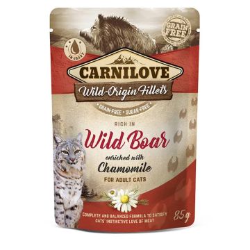 Carnilove Cat Pouch Jabali 24X85Gr, comida húmeda para gatos