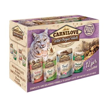 Carnilove Cat Pouch Multipack 12X85G, comida húmeda para gatos