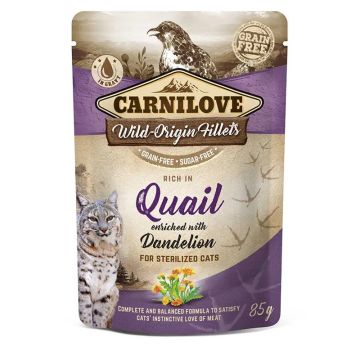 Carnilove Cat Pouch Sterilised Codorniz 24X85Gr, comida húmeda para gatos
