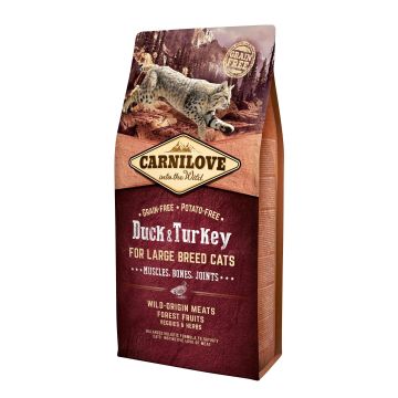 Carnilove Feline Adult Large Pato Pavo 6Kg pienso para gatos