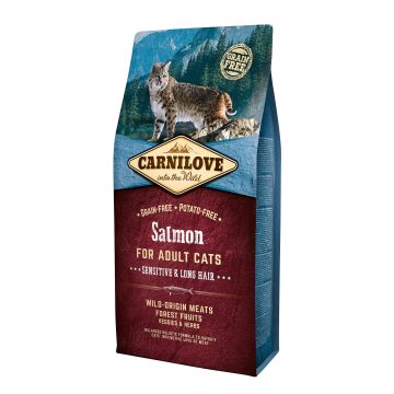 Carnilove Feline Adult Salmon Sensitive Long Hair 6Kg pienso para gatos