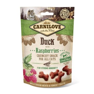 Carnilove Feline Crunchy Snack Pato Frambuesa Caja 10X50Gr, snack para gatos