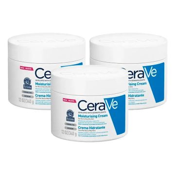 CeraVe Crema Hidratante Piel Seca, Pack 3 x 340 gr