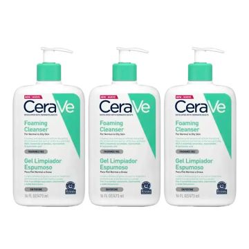 CeraVe Gel Limpiador Espumoso, Pack 3 x 473 ml