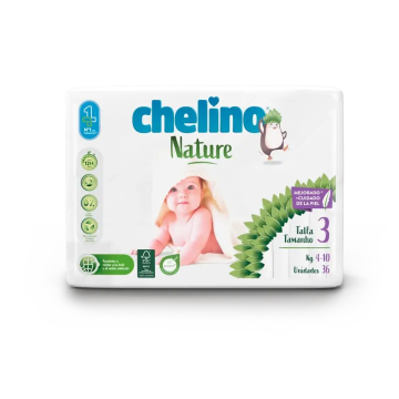 Chelino Nature Pañal Talla 3 (4-10 Kg) , 36 unidades