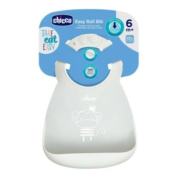 Chicco Babero Silicona Gris , 1 unidad