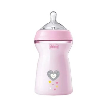 Chicco Biberón Naturalfeeling Rosa Flujo Rápido 330Ml 6 M+