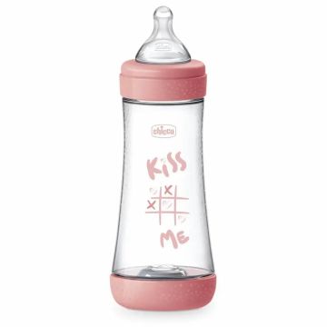 Chicco Biberón Perfect5 +4 Meses 300 Ml Silicona Rosa , 1 unidad