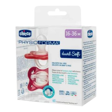 Chicco Chupete Physioforma Dual Soft Silicona Rosa 16-36 Meses , 2 unidades