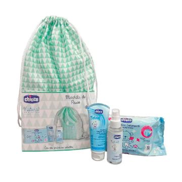 Chicco Mochila Natural Sensation Toallitas 72 uds + Pasta Balsámica 4 en 1 100ml + Agua Perfumada 100 ml
