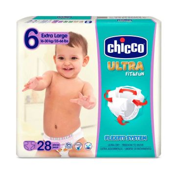 Chicco Pañal Ultra Fit&Fun Maxi Extra Large (16-30Kg), 28 unidades