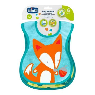 Chicco Set Baberos Algodón Neutro 6M+ , 2 unidades