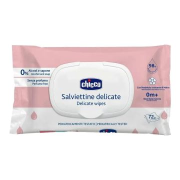 Chicco Toallitas Delicate Con Tapa 0M+ , 72 unidades