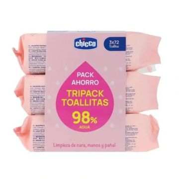Chicco Tripack Toallitas Delicate C/Tapa , 72 unidades