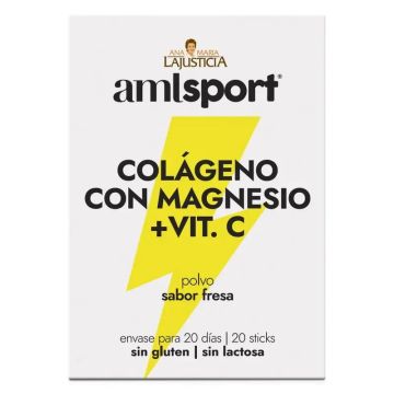 Amlsport Colageno Con Magnesio + Vit.C Sabor Fresa , 20 sticks