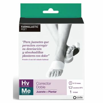 Farmalastic Corrector Doble Juanetes Y Plantar Pie Derecho, Talla Pequeña