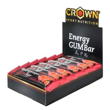 Crown Sport Nutrition Energy Gum Bar Fresa + Cafeína , 12 x 30 gr