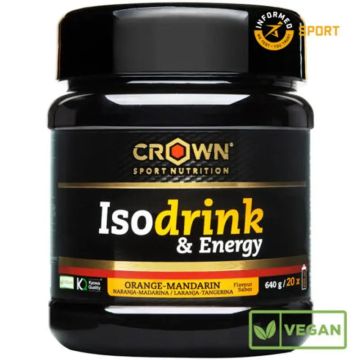 Crown Sport Nutrition Isodrink & Energy Naranja , 640 g / 20 tomas 400 ml