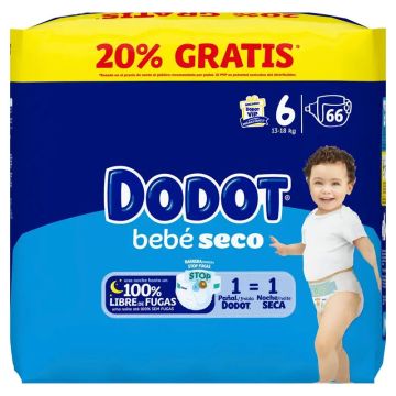 Dodot Bebé-Seco Pañales Talla 6, 13Kg-18Kg , 66 pañales