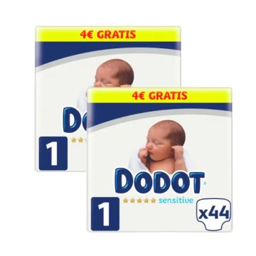 Dodot Pack 2X Sensitive Pañal Recién Nacido (2-5 Kg), 88 Unidades