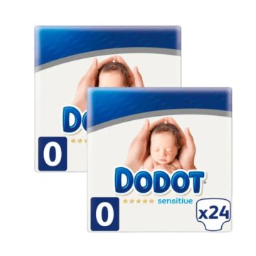 Dodot Pack 2X Sensitive Pañal Recién Nacido Talla 0, 48 Unidades