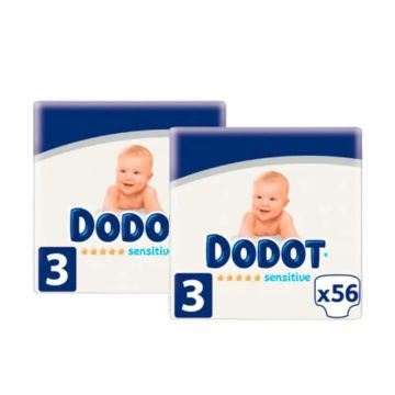 Dodot Pack 2X Sensitive Pañal Talla 3 (6-10 Kg), 112 Unidades