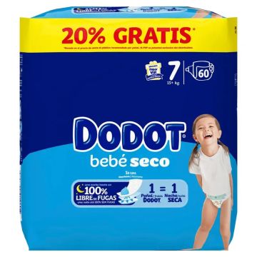 Dodot Bebé-Seco Pañales Talla 7, 15Kg+ , 60 pañales