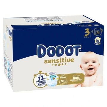 Dodot Sensitive Recién Nacido Box Talla 3 74 uds.