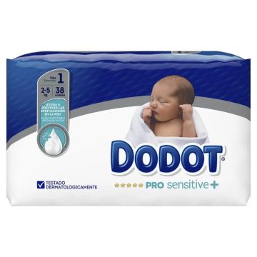 Dodot Pro Sensitive Pañal Talla 1 (2-5 Kg), 38 unidades
