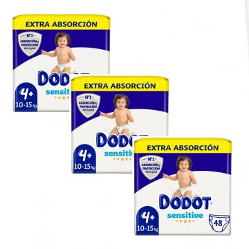 Dodot Pack 3X Sensitive Pañal Talla 4, 144 Unidades