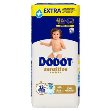 Dodot Sensitive Pañal Extra Jumbo Talla 4 , 48 unidades
