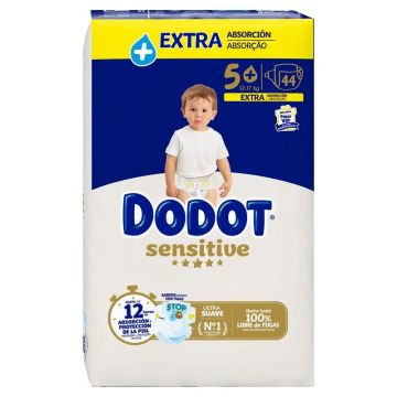 Dodot Sensitive Pañal Extra Jumbo Talla 5 , 44 unidades