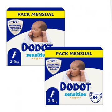 Dodot Pack 2X Sensitive Pañal Recién Nacido Talla 1, 168 Unidades