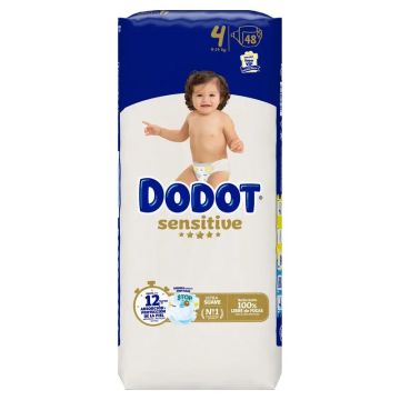 Dodot Sensitive Pañal Talla 4 (9-14 Kg), 48 Unidades