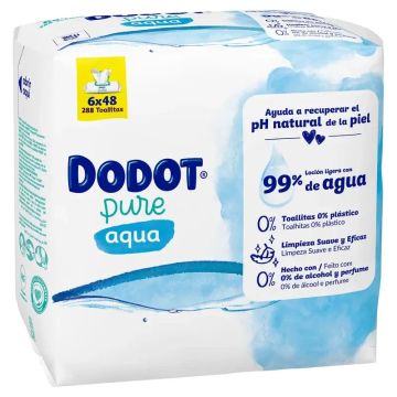 Dodot Toallitas Aqua Plastic Free Box 6x48 (288 uds)