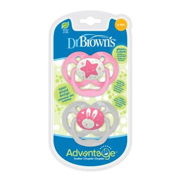 Dr.Brown'S Chupete Advantage Nocturno T2 Surtido, 2 unidades