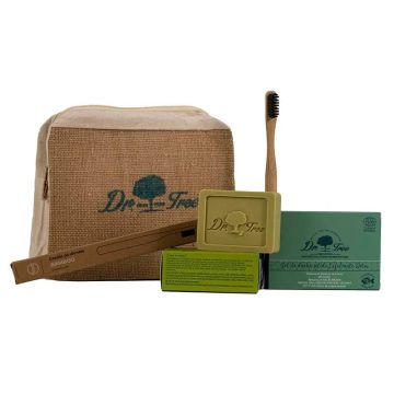 Dr. Tree Neceser Kit Viajero Champú Gel Sólido + Cepillo Dientes Bambú