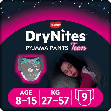 Drynites Pañal Niña 8-15 Años (27-57 Kg), 9 Unidades