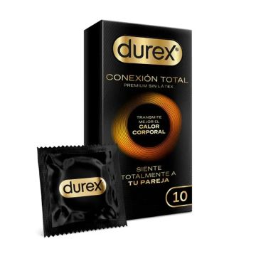 Durex Conexión Total Preservativo Ultra Fino Plus Sin Látex Tecnología BodyFeel, 10 Preservativos