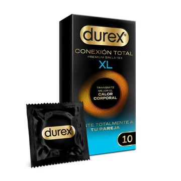 Durex Conexión Total XL Preservativo Ultra Fino Plus Sin Látex Tecnología BodyFeel, 10 Preservativos