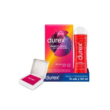 Durex Dame Placer 12 Preservativos + Lubricante Fresa 50 ml