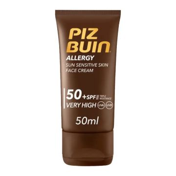 Piz Buin Allergy Crema Solar Facial SPF 50 Piel Sensible, 50 ml