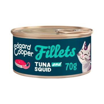 Edgard & Cooper Comida Húmeda Para Gatos 24x70g Filetes De Atún Y Calamares SinCereales