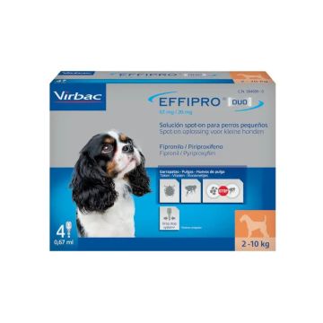 Effipro Duo Spot-On Perro Pequeño 2-10Kg, 4 Pipetas