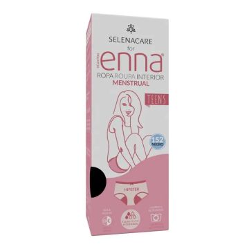 Enna Braga Menstrual Teens Hipster - Flujo Medio, 152 Cm, Negro